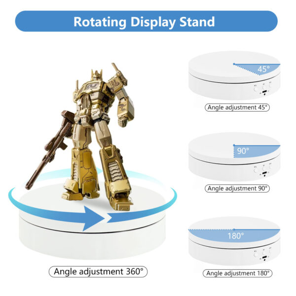 3 in 1 Turntable 360 Degree Rotating Turntable with Remote Control - WHITE - USB C - Image 2