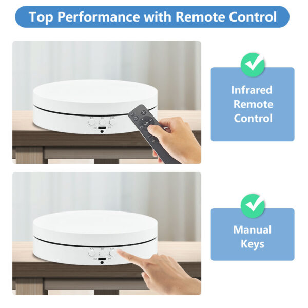 3 in 1 Turntable 360 Degree Rotating Turntable with Remote Control - WHITE - USB C - Image 5