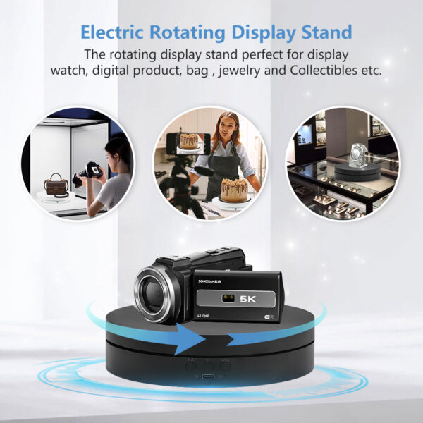 3 in 1 Turntable 360 Degree Rotating Turntable with Remote Control - BLACK - USB C (Copy) - Image 2